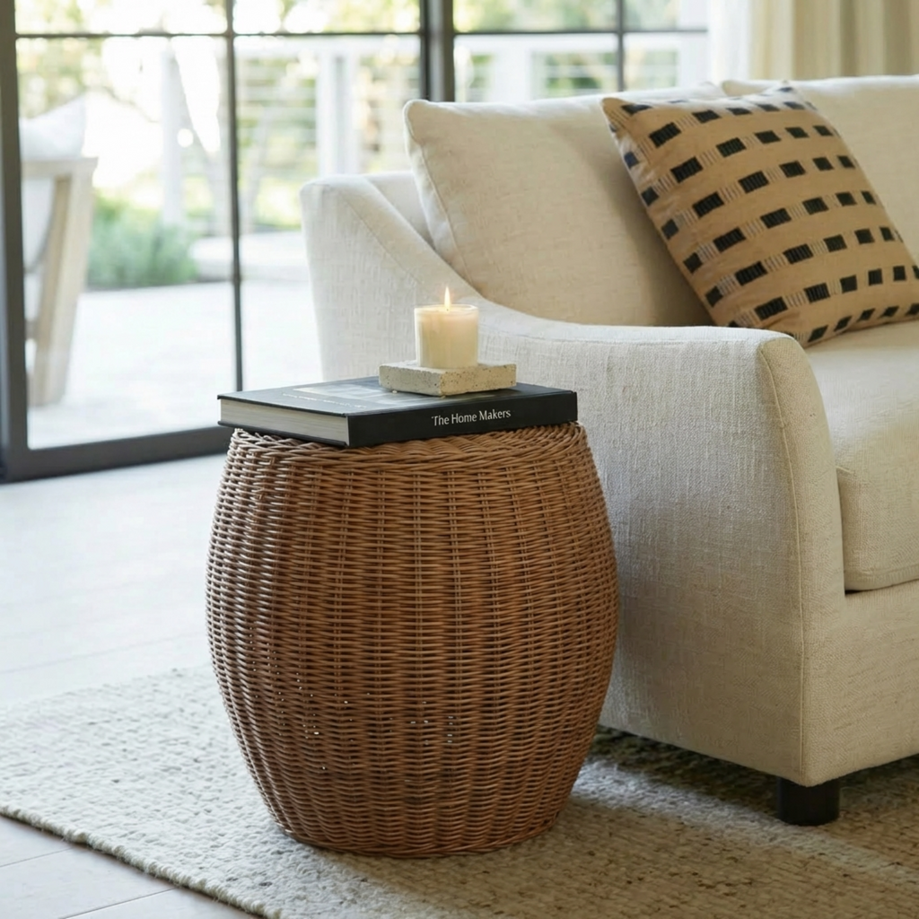 Kora Rattan Ottoman Stool