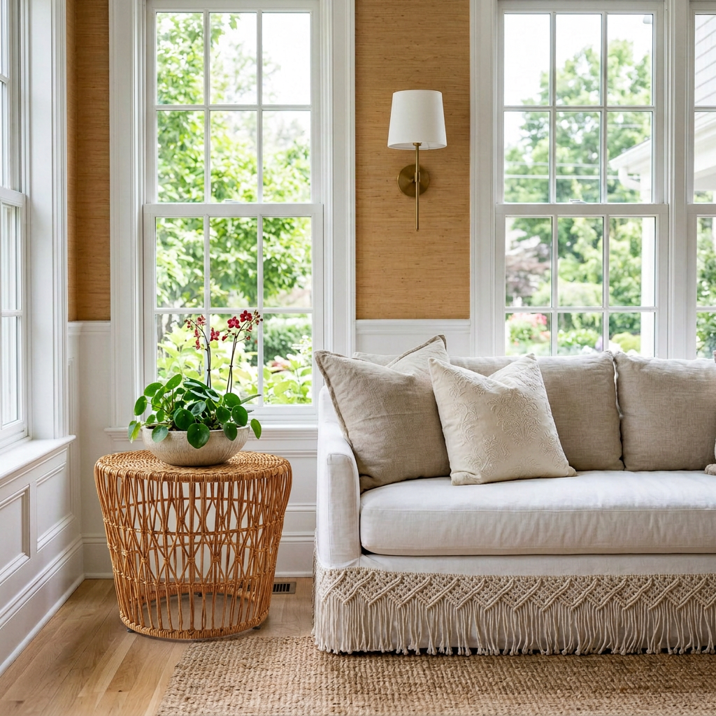 Ria Rattan Ottoman Stool