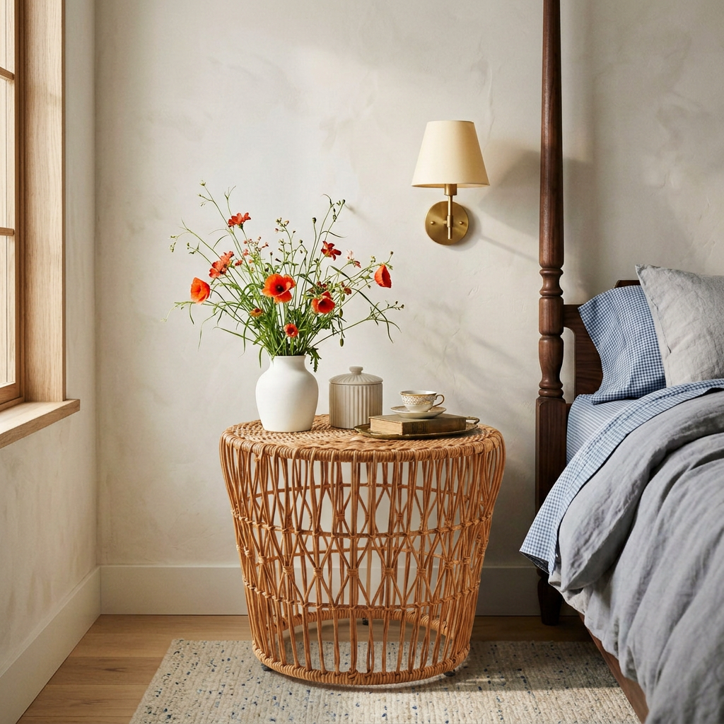 Ria Rattan Ottoman Stool